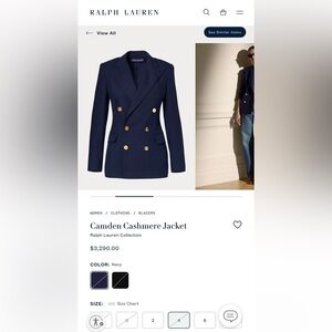 Ralph Lauren Purple Label Cadman Navy Cashmere Jacket See Measurements for Size
